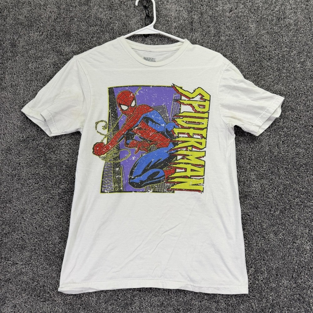 Marvel Shirt Mens Small White Spider-Man Comic Graphic Tee Superhero Marvel